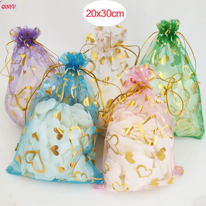 25/50Pcs Transparent Organza Mesh Bags Packing Favors Candy Jewelry Satin Pouch 