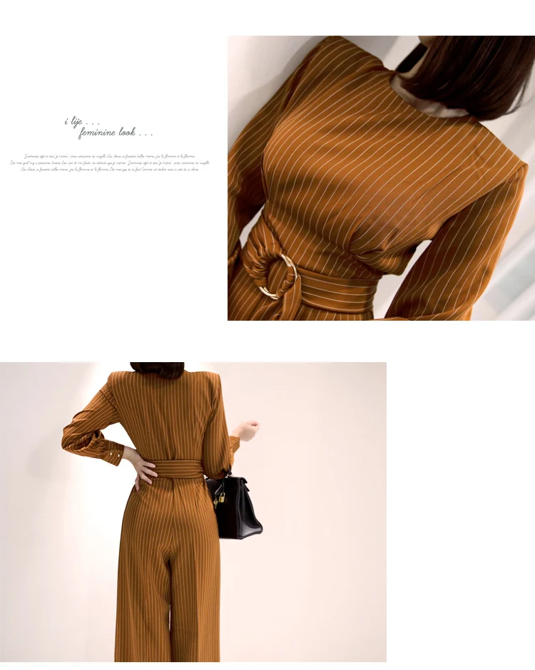 H Han Queen Solid Color Vintage Wide Leg Jumpsuits Women Autumn Winter Adjustable Waist Rompers Casual Bottoming Playsuits