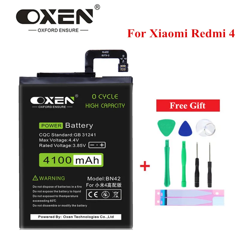 Аккумулятор OXEN BN42 для Xiaomi Redmi 4 Сменные Аккумуляторы полной емкости BN 42