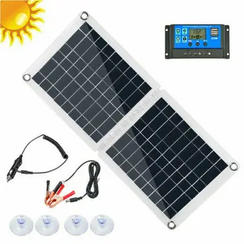 

60W Dual USB Folding Solar Panel Kit Mono Caravan Boat Camping Charging H8WA