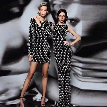 

Mini Dress Runway High Quality Spring 2020 New Women'S Fashion Workplace Party Sexy Vintage Elegant Chic Mesh Embroidery Dresses