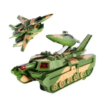 

2 in 1 Electric Deformation Plane Aircraft Tank Voice LED Light Transformation K92D