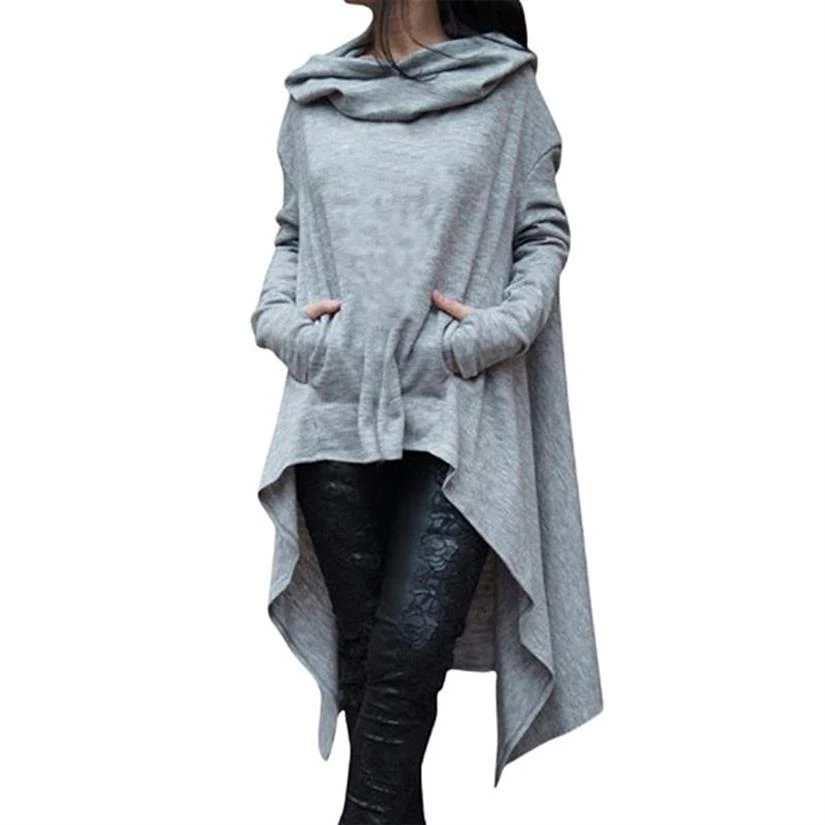 

Irregular Hoodies For Women Solid Color Letters Print Hoodies Tops Sweatshirt Femmes Kawaii Harajuku Cute Clothings Pockets