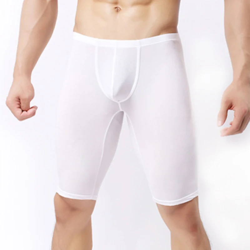 Эластичное нижнее белье мужские мягкие боксеры длинные шорты обтягивающие