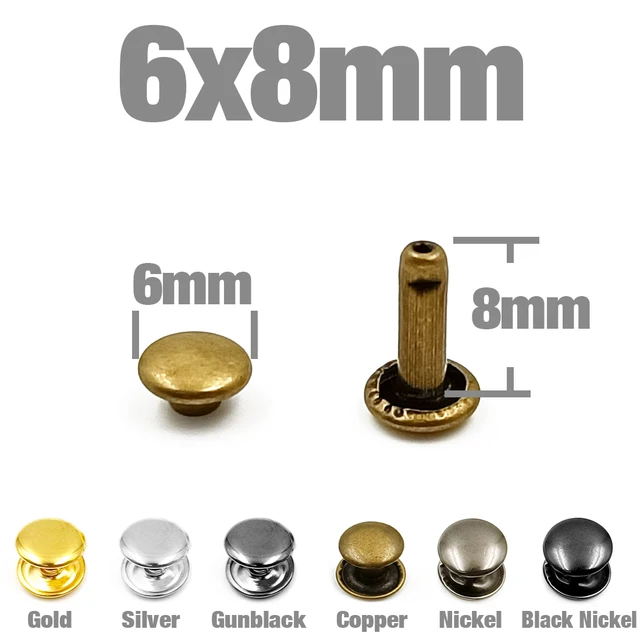 100Sets 5-12mm Metal Double Cap Rivets Stud Round Nail Spike For Leathercraft Repair Shoes Bag Belt Clothing Garment Accessories 6x8mm