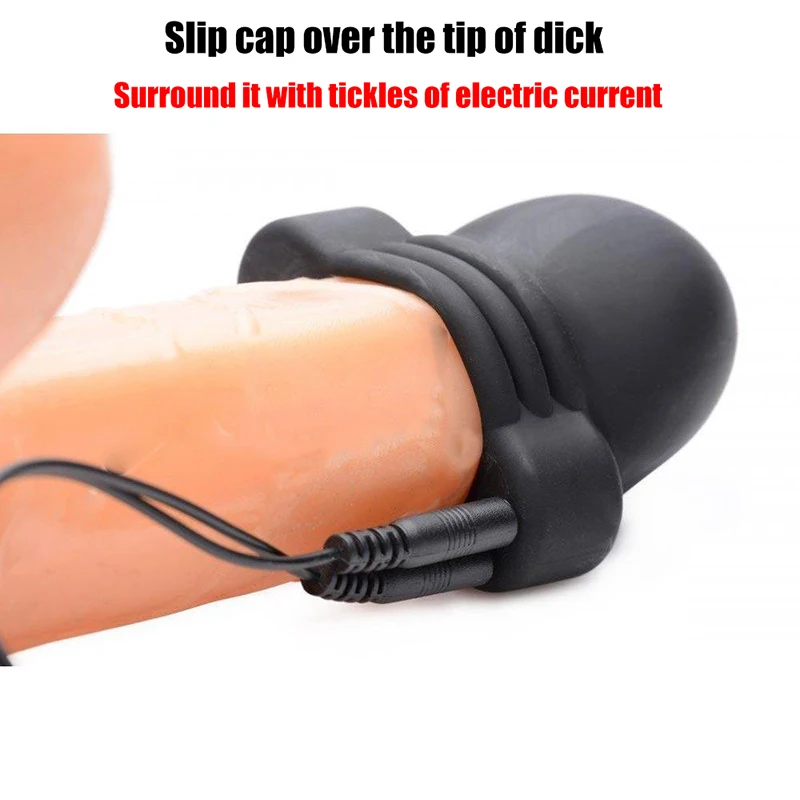 E-Stim Penis Head Teaser Electro Stimulation Shock Glans Trainer Massage Cup Penis Stimulator Delay Sex Toy for Men Masturbation electro sex toys electric sex toys