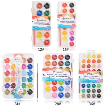 

36 Color Fundamental Watercolor Pain Set with Paint Brush Watercolor Set G92E