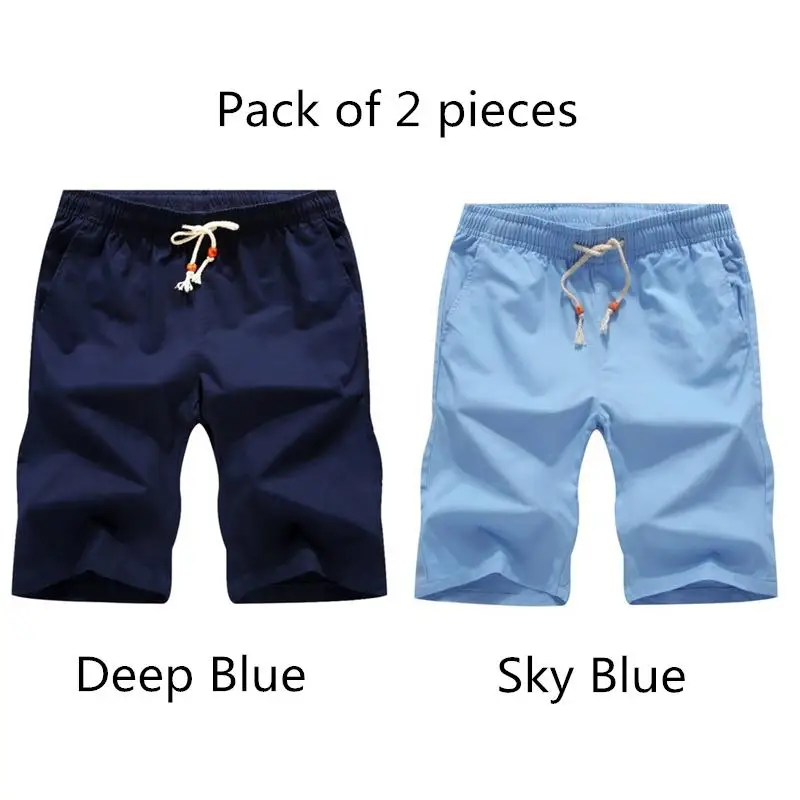 Модные брендовые мужские шорты весна лето мужские спортивные штаны Фитнес, бодибилдинг, тренировка мужские модные шорты 2 шт упаковка - Цвет: Deep Blue Sky Blue
