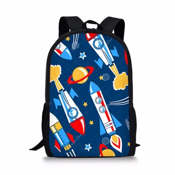 

2019 Fashion Children School Bags for Girls Boy Rockets In Space Pattern Design Student School Backpack Kids Bag Mochila Escolar