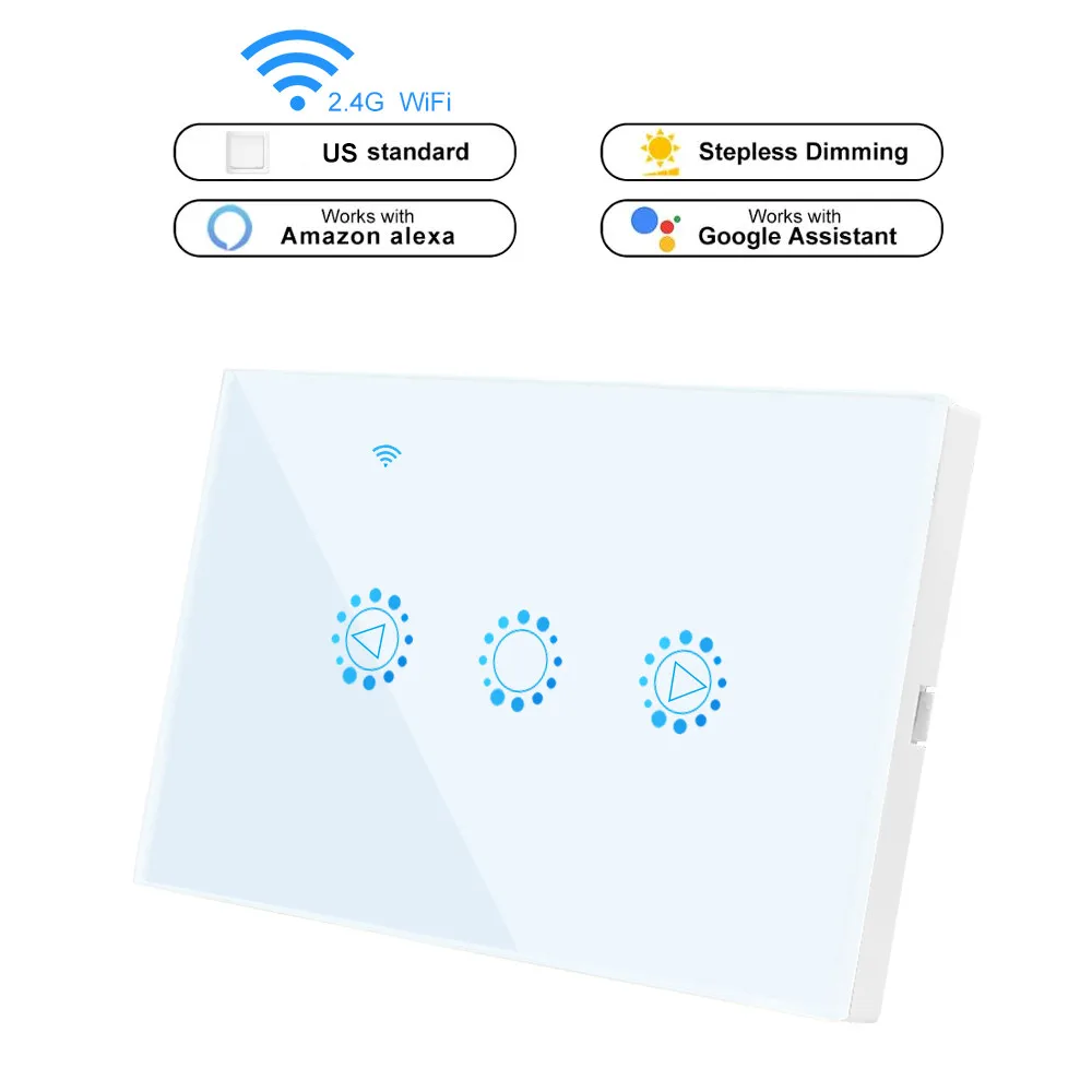 Умный светильник, диммер, стандарт ЕС/США, Wifi, умный переключатель, сенсорный голосовое приложение, управление, переключатель с регулируемой яркостью, работает с Amazon Alexa Google Home - Цвет: US Standard White