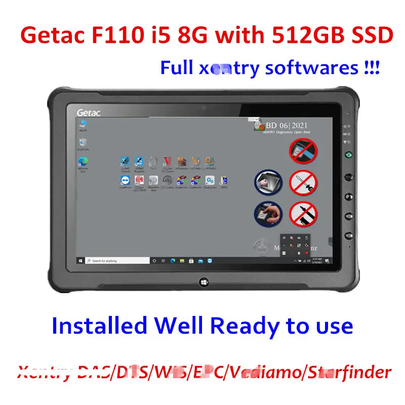 2021 используется для Getac F110 планшетный диагностический ПК i5 ЦП 8 ГБ ОЗУ с полным Xentry