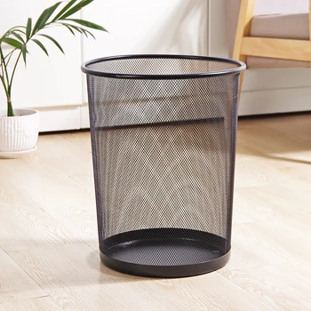 

Creative iron wire mesh large uncovered trash can living room kitchen bathroom garbage bin office paper basket mx7271028