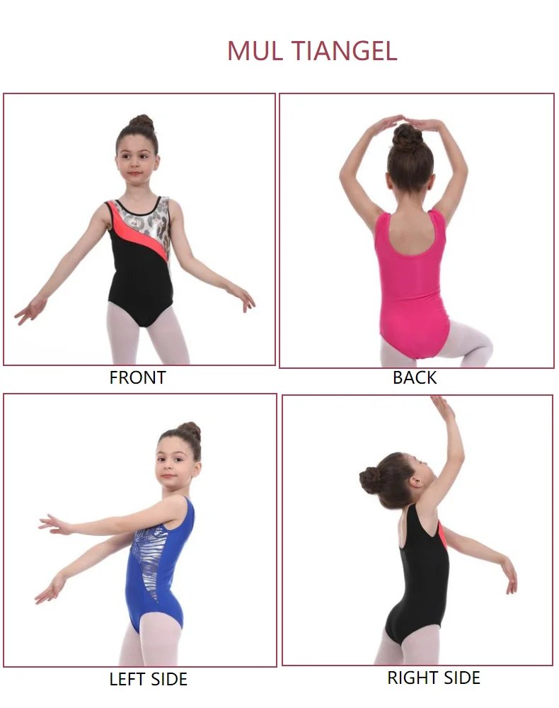 Girls Sequin Metallic Ballet/Skate Rhythmic Gymnastics Leotard/Unitards Shiny Sleeveless Toddler&Kids Children 3 Color Dancewear