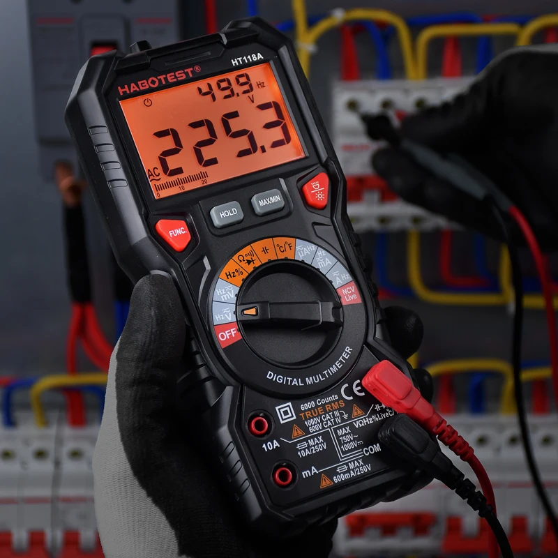 HT118 мультиметр с высокой точностью 6000 отсчетов 1000V AC DC Цифровой Мультиметр ом Гц