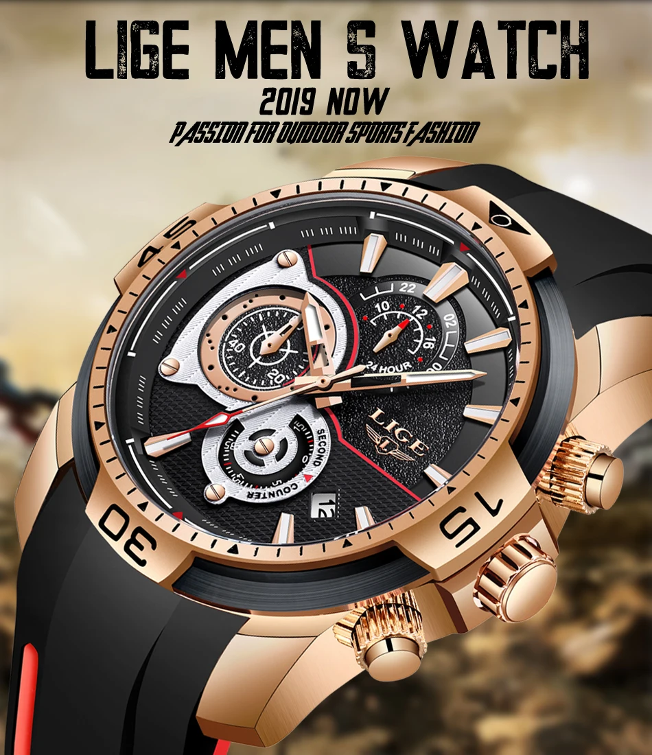 2022 LIGE Men Military Watches Luxury Creative Sport Watch Male Top brand Waterproof Quartz Watches Mens Clock Relogio Masculino