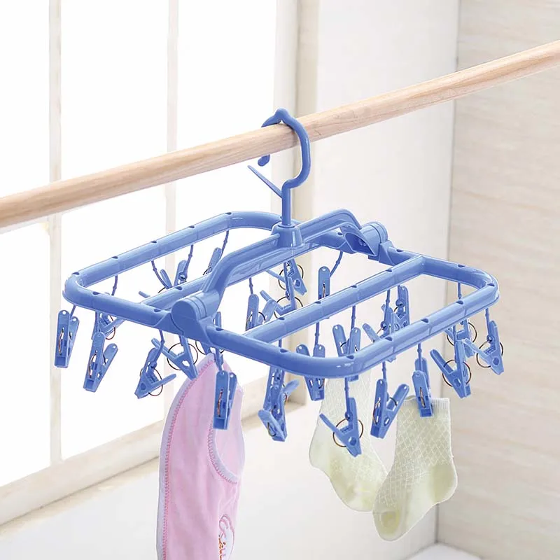 Foldable Socks Hanger Clip and Drip Hanger Collapsible Portable Plastic Laundry Underwear Hanger