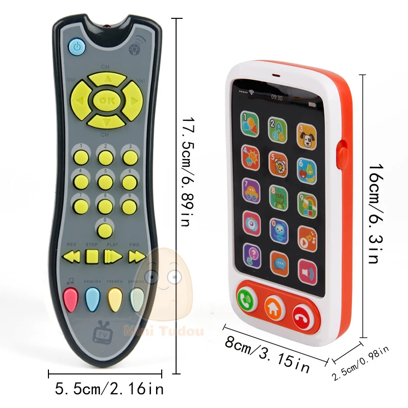 Kids Music Mobile Phone TV Remote Control Early Electric Numbers Learning Toys