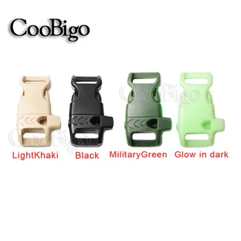 10pcs 5/8"Curved Whistle Side Release Buckle Emergency Survival Gear Paracord Bracelet Dog Cat Collar Outdoor Kit #FLC158(Mix-s)