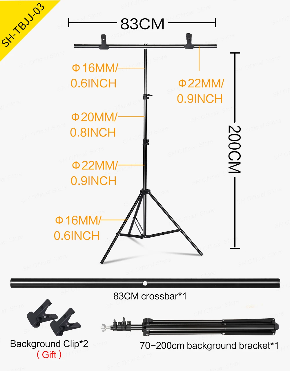 Stand, Frame Support System Kit, Video Chroma Key, Tela Verde