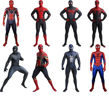 

Halloween Superhero Costume Adult Spiderman Cosplay Costume Children Suit Jumpsuit Spider Boy Far From Home Costume Cosplay