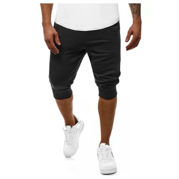 

Best selling men's beach casual pants solid color sports slim fitness cropped shorts men's jogging comfortable breathable pants