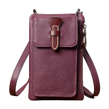 

Real Leather Cell Phone Bag Lady's Slant Bag 2018 New Single Shoulder Bag Purses and Handbags