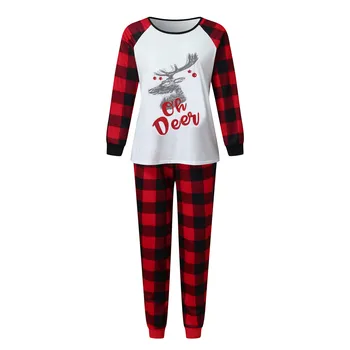 

Mommy and Kids Pajama Family Matching Women Mom Christmas Family Pajamas Matching Sleepwear Print Tops Blouse Pants Set A40