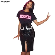 Joiekuno GL6230 Высокая уличная мода юбки с разрезом для женщин высокая талия пикантные однотонные черные женские вечерние с блестками