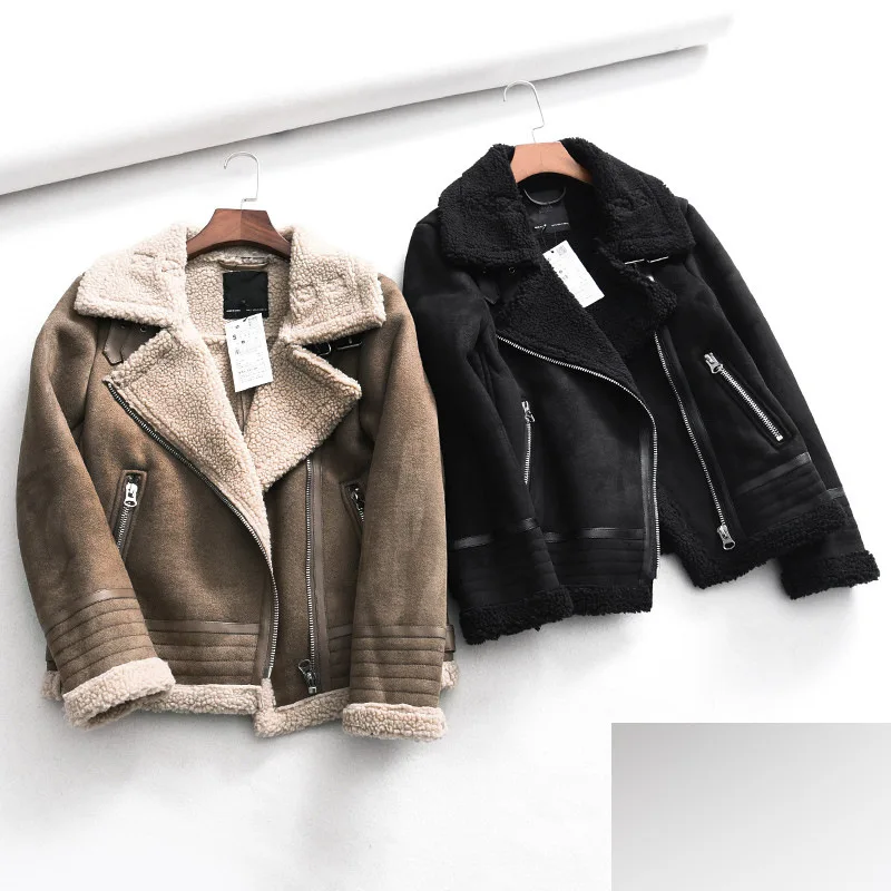 

B4408 2018 Autumn And Winter New Style Joint Suede Textured Suede Fabric Jacket Short Jacket Women's