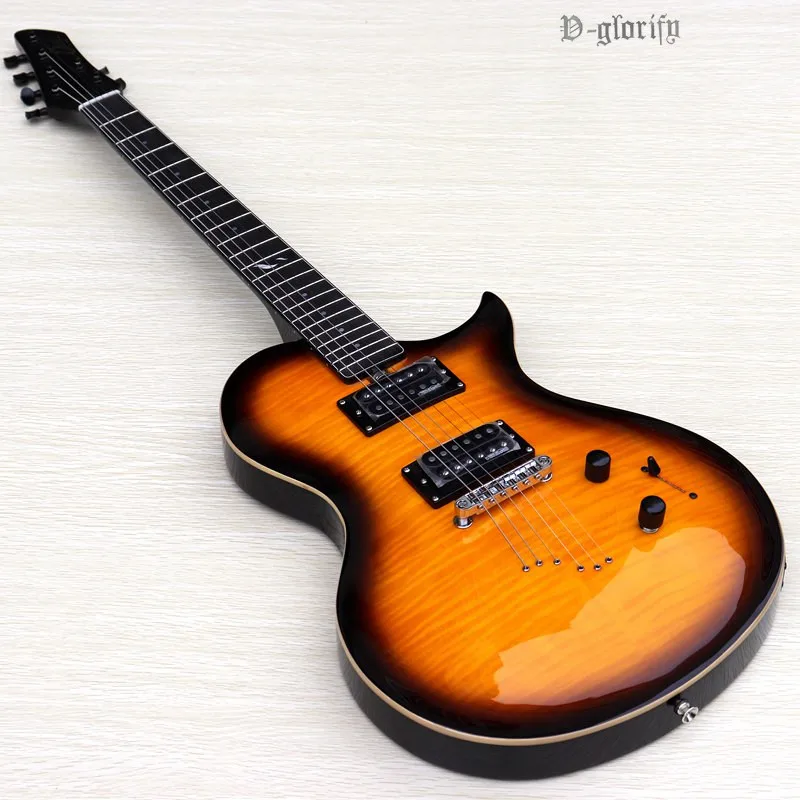 Sunburst Цвет пламени клен шеи через электрогитара 39 дюймов высокое глянцевое