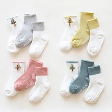 Весенне-осенние новые стильные двойные иглы, мягкие носки для малышей 0-1-3 лет, нескользящие носки для новорожденных