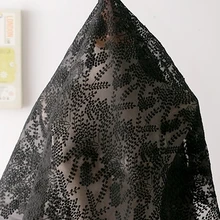 Вода синий трехмерный цветок ткань мягкая вышивка кружева tissus свадебное платье, ручной работы DIY материал