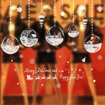 

Christmas Window Stickers Hanging Balls Glass Sticker Xmas Christmas Decorations for Home Natal New Year Gift 2020 Noel XL862