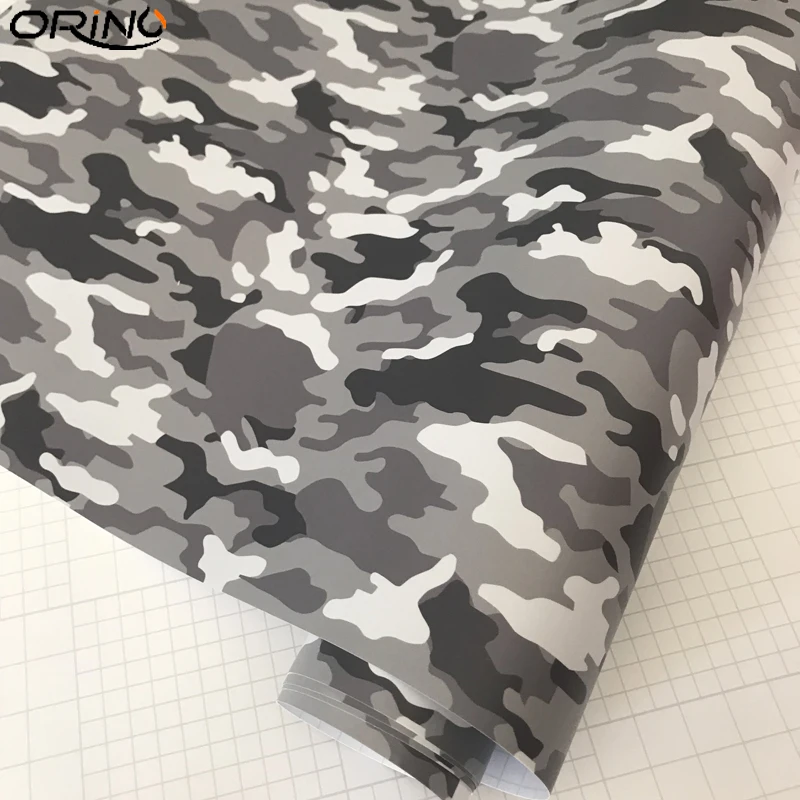 Black Grey White Camo Vinyl Film Wrap-4