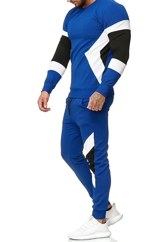 

Autumn New Style round Neck Sweater Mixed Colors Two-Piece Set Stereo Stairs Cloth Sports Leisure Suit Tz03