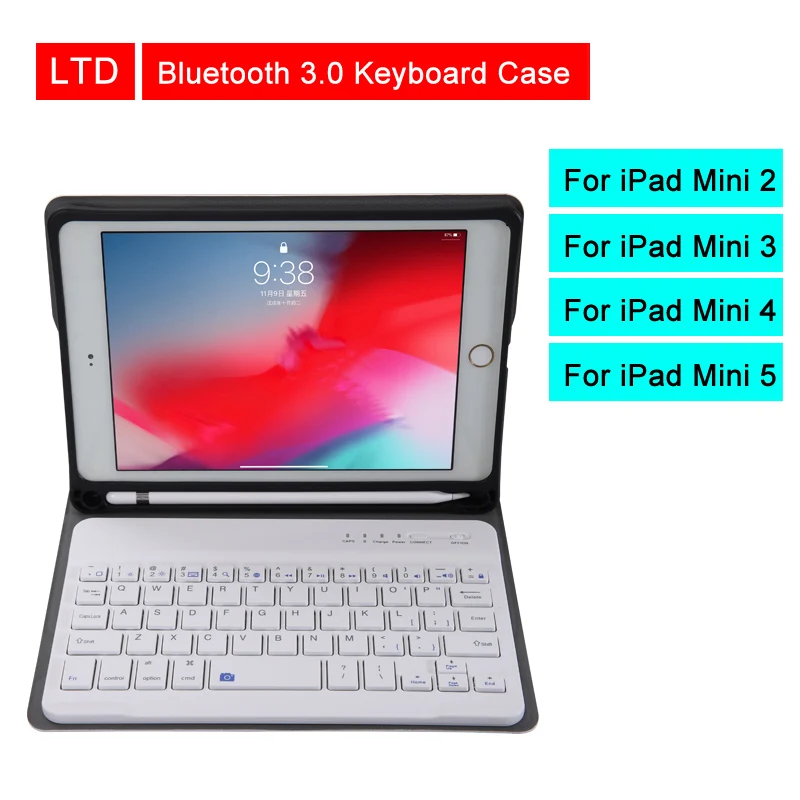 

Bluetooth 3.0 Tablet Keyboard Case For iPad Mini 2/3/4/5 7.9 inch Mediapad PU Flip Leather Protective Cover For Apple iPad Case