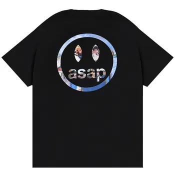 

Women Mens Hip Hop T Shirt Streetwear Face Print T-Shirt Man Harajuku Tshirts Short Sleeve Fashion Casual Top Tee Cotton