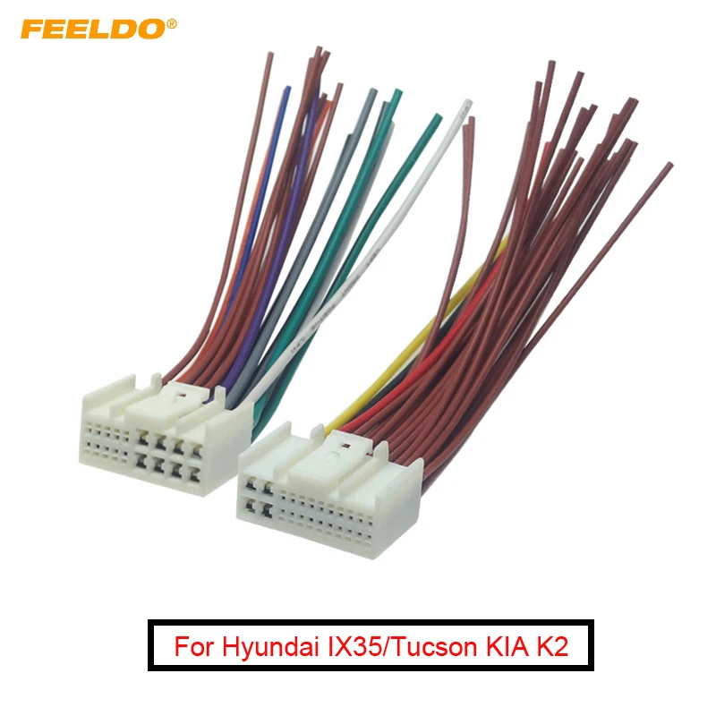 

FEELDO 5Pair Car Audio Radio ISO Power Cable Adapter For Hyundai IX35/Tucson KIA K2/K3/K5/Sportage R Power Wire Harness