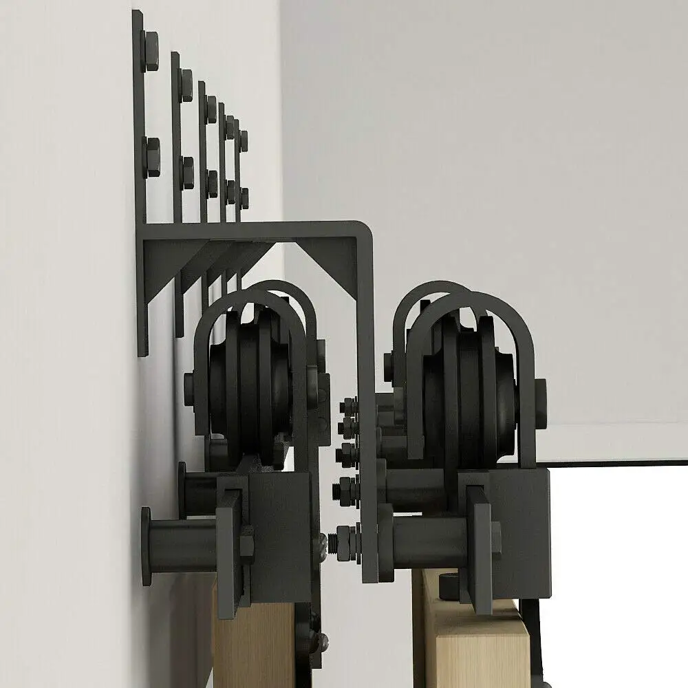 5 шт в упаковке Wall-Mount обувь на плоской подошве; цвет черный, Сталь обходной кронштейн для раздвижные двери сарая Комплектующие дверей