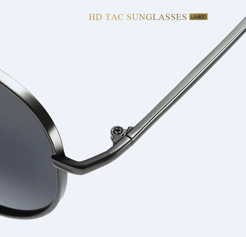 Винтажные круглые поляризованные солнцезащитные очки в металлической оправе для мужчин и женщин, модные солнцезащитные очки
