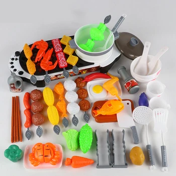 

41Pcs Children Pretend Play Set Simulation Skewers BBQ Hot Pot Toy For Children Educational Toys Birthday Christmas Gift - White