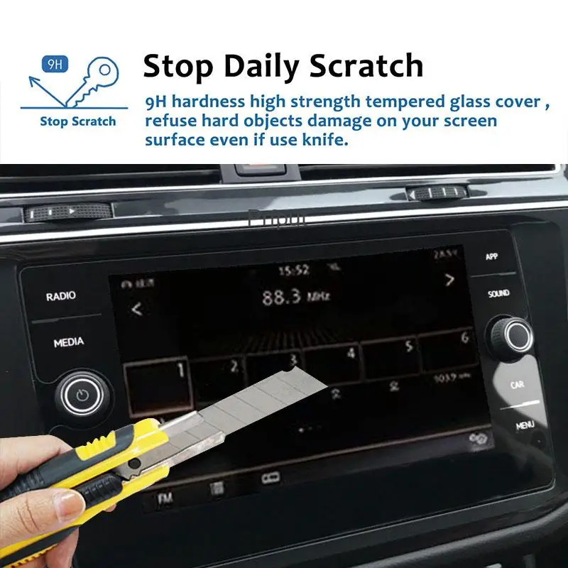 Tempered Glass Protective Film Screen Protector Film Door Protective Film 8 Inch Tempered Glass Car Navigation Screen Protector LCD Touch Display Film Protector For Volkswagen Tiguan Atlas