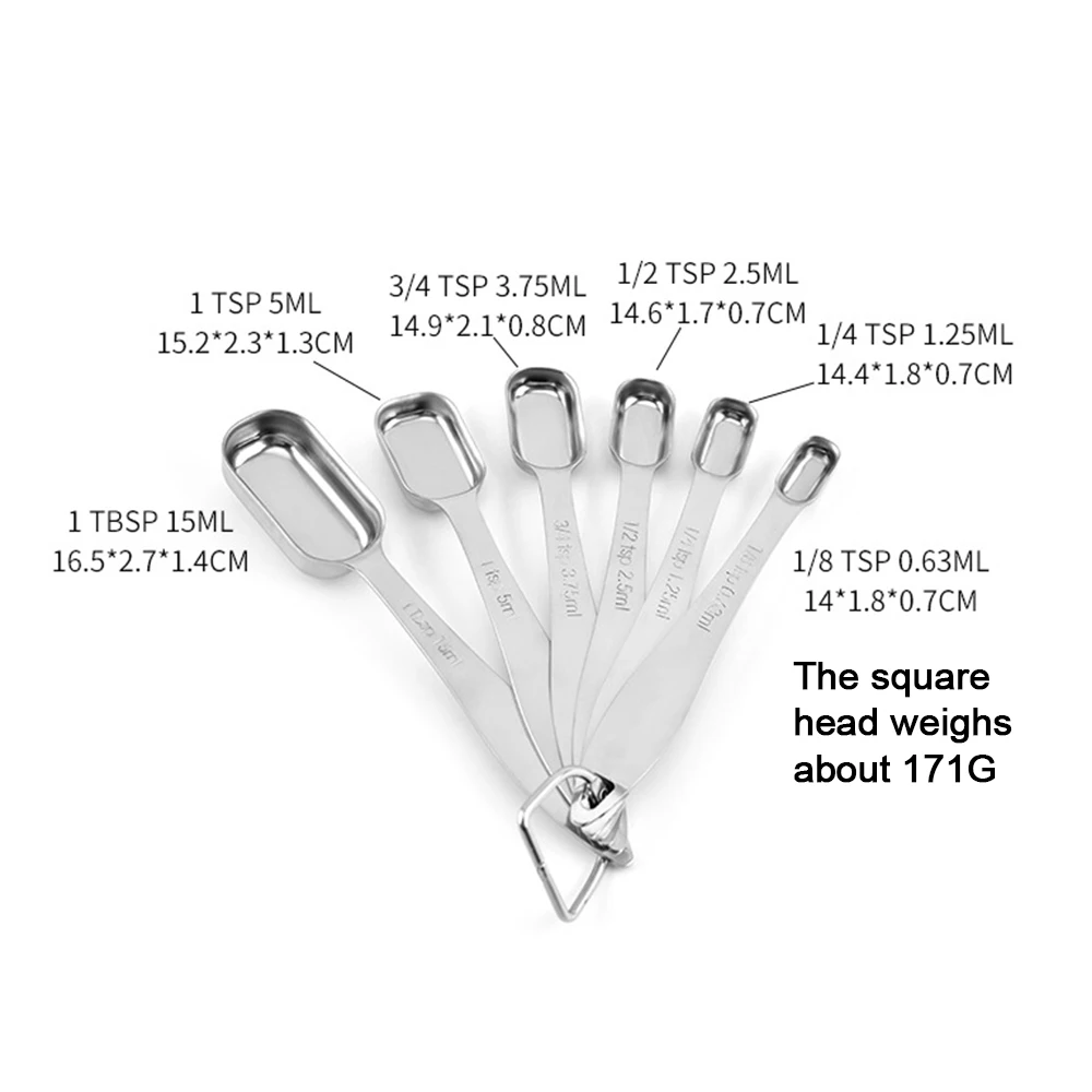 6Pcs SS304 Household Measuring Spoons Teaspoon Tablespoon Condiment Tool 6  Sizes