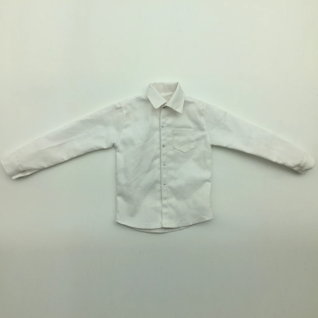 MagiDeal 1/6 White Long Sleeve Formal Dress Shirt & Tie for 12'' Figure Body 