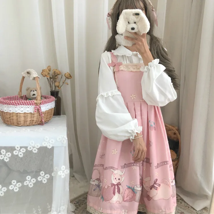 Лолита косплей милые каваи клубника кошка Ло JSK платье японская мягкая Лолита косплей сладкий милый каваи девушка JSK