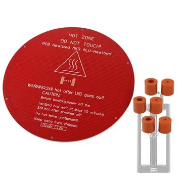 

220*220*3mm Red MK3 Round Aluminum Substrate Base Plate with 6pcs Silica Gel Column for 3D Printer 3DSWAY D130 Anet A4/E2