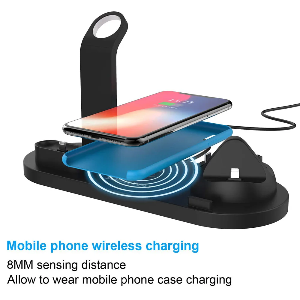 Qi 4 in 1 Wireless Charger For iPhone Charging Dock Station For Apple Watch Airpods Charger Micro USB Type C Stand Fast Charging samsung wireless charging pad