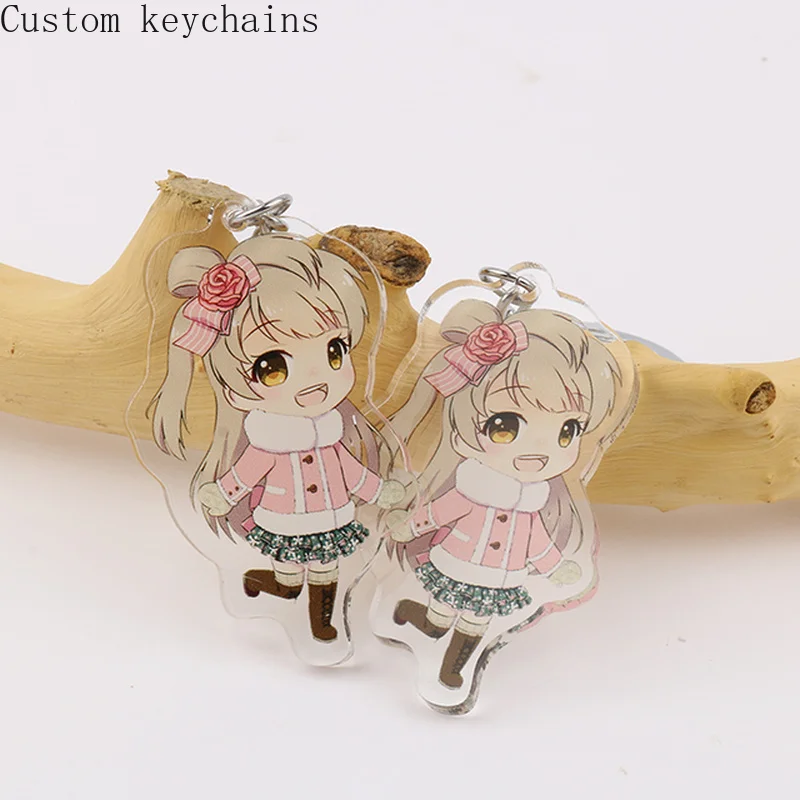 

6cm Custom Transparent Key Chain with Your Design Cartoon Anime Cosplay Acrylic Clear Keychain Accessories Cute Gifts for Women