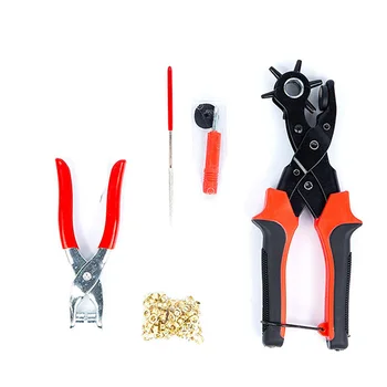 

Adjustable Revolving Leather Hole Punch Pliers Set Kit, Metal Hole Punch, Belt Hole Punch with Eyelet Pliers Tool Kit for Leathe
