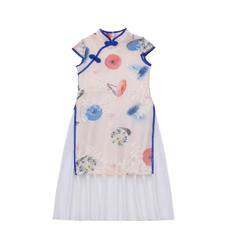 Girl Traditional Chinese Cheongsam Hanfu Dress Kids Princess Costume Wedding Aodai Children Qipao Floral Vestidos Evening Party